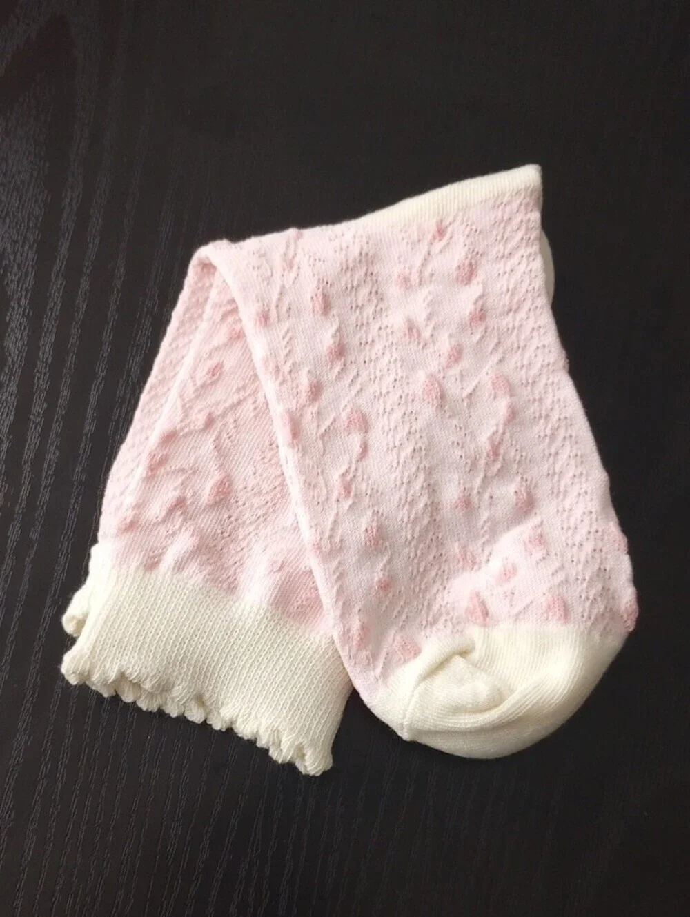 Women’s Pastel Pink And Cream Cable Knit Crew Ankle Socks